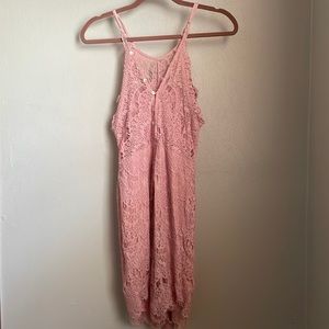 Pink Free People, lace mini dress, size small